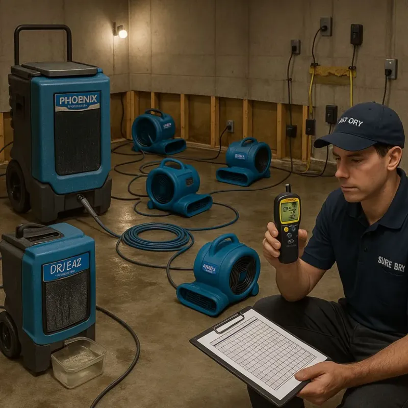 Structural Drying and Dehumidification process in Westland, MI